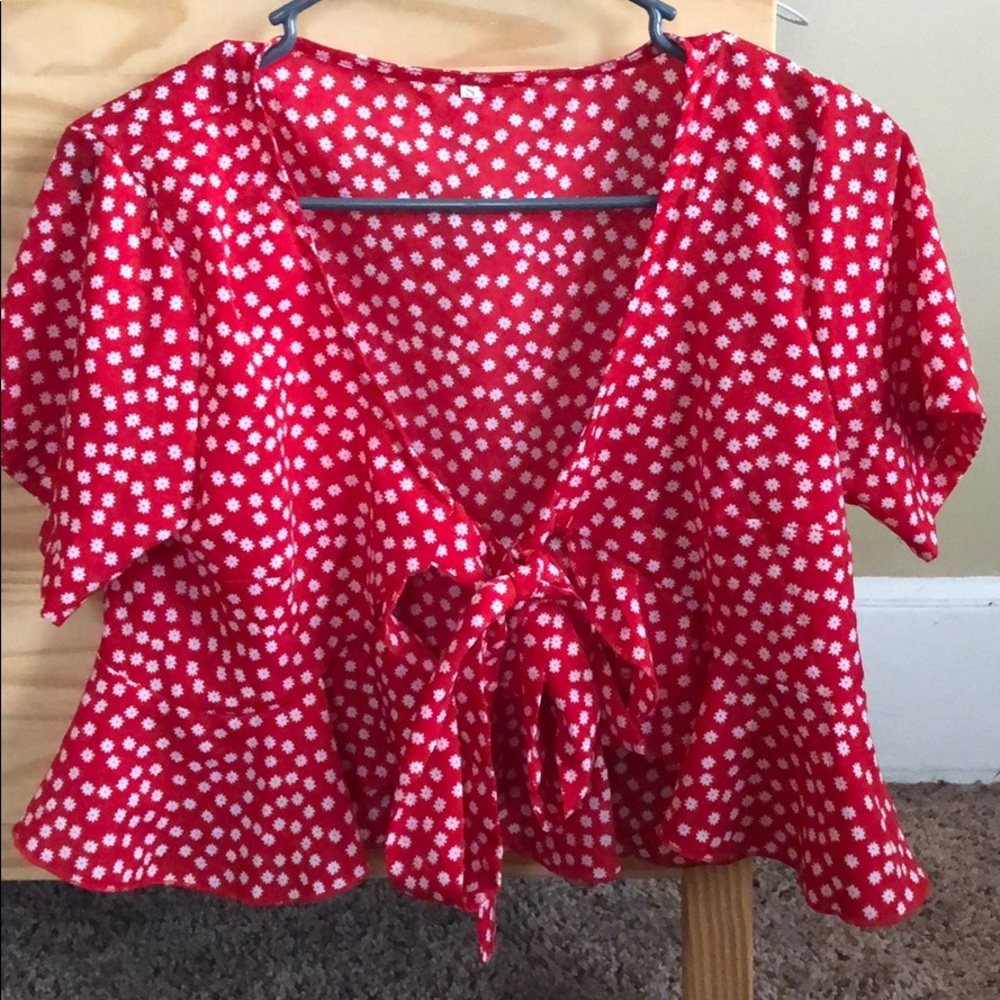 floral print tie front top